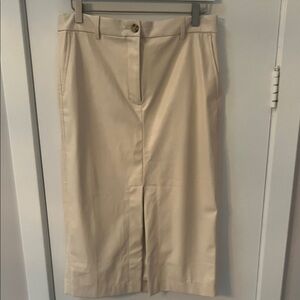 J. Crew Faux-Leather Cream Pencil Skirt in Like New Condition